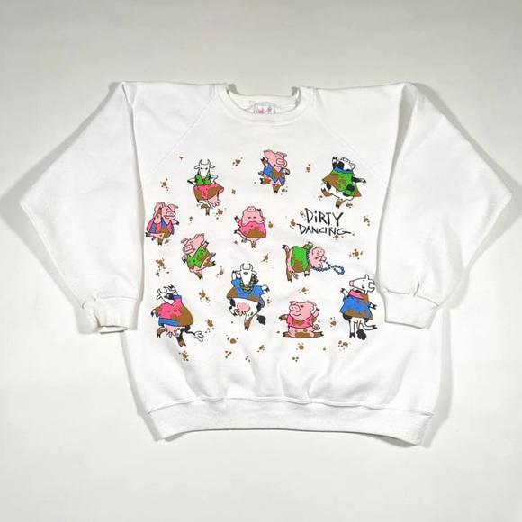 Vintage 90s Dirty Dancing Farm Animals Puffy Graphic Sweatshirt One Size - Picture 1 of 7